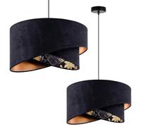 Light-Home Milan Abat Jour Suspension Luminaire Lustre Industriel - Moderne Abat Jour Plafond pour Chambre Salon et Cuisine - Noir et Feuille d'or