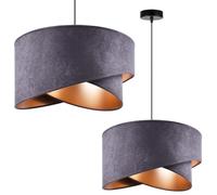 Light-Home Milan Abat Jour Suspension Luminaire Lustre Industriel - Moderne Abat Jour Plafond pour Chambre Salon et Cuisine - Gris foncé et Or