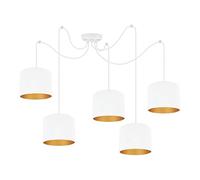 Light-Home Milan Spider Abat Jour Suspension Luminaire Lustre Araignée - Moderne Abat Jour Plafond - Matériel - À 5 Lumières - Blanc et Or - Câble blanc