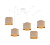 Light-Home Milan Spider Abat Jour Suspension Luminaire Lustre Araignée - Moderne Abat Jour Plafond - Matériel - À 5 Lumières - Beige et Or - Câble blanc
