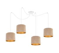 Light-Home Milan Spider Abat Jour Suspension Luminaire Lustre Araignée - Moderne Abat Jour Plafond - Matériel - À 4 Lumières - Beige et Or - Câble blanc