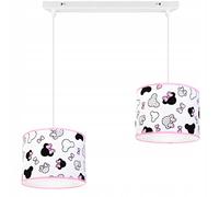Light-Home - MINNIE - Abat Jour Suspension Luminaire Lustre - Moderne Abat Jour Plafond - Métal et Tissu - E27-2-Lumières - Blanc et Rose