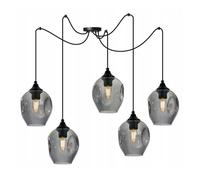 Light-Home Prage Spider Suspension Luminaire Lustre Araignée - Verre - À 5 Lumières - Graphite