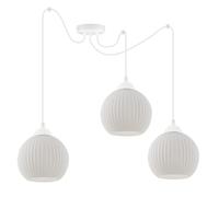 Light Home Riffle Araignée Lustre Suspendu - Lampe Plafond Moderne pour Chambre Salon et Cuisine Style Loft - Métal et Verre - E27 avec 3 Lumières - Abat-Boule - Blanc