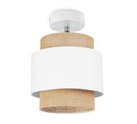 Light-Home Suspension Luminaire Lustre Industriel Boho - Moderne Lustre pour Chambre Salon et Cuisine - À 1 Lumières - Blanc et Jute