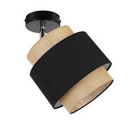 Light-Home Suspension Luminaire Lustre Industriel Boho - Moderne Lustre pour Chambre Salon et Cuisine - À 1 Lumières - Noir et Jute