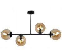 Light-Home Tuluza Abat Jour Suspension Luminaire Lustre - Moderne Abat Jour Plafond pour Chambre Salon et Cuisine - Métal et Verre - E14-4 Lumières - Verre au cuivre - noir et or