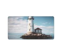Light House Ocean Tapis de souris Base en caoutchouc antidérapant Tapis de protection de bureau imperméable Grand tapis de clavier de jeu pour bureau, travail, maison, accessoire de bureau