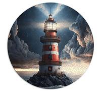 Light House Space Puzzles 1000 pièces pour Adolescents Cadeaux Puzzle Rond | Puzzles en Carton recyclé 26,5x26,5 Pouces