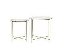 Light & Living - BESOT Table d'appoint - Ø52x50cm - Marron - Set de 2 pièces