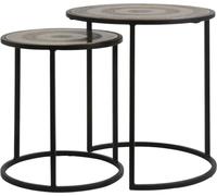 Light & Living Table d'appoint Set de 2 Kome bronze antique martelé-mat noir - Ø50x52 cm