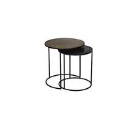 Light & Living Talca Edge Lot de 2 tables d'appoint rondes en bronze vieilli/cuivre vieilli Ø 41 x 46 cm et Ø 49 x 52 cm