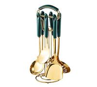 Light Luxury Stainless Steel Spatula Kitchenware Set Seven-Piece Ceramic Handle Cooking Spatula Spoon Kitchen Utensils Green (Green)
