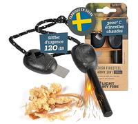 Firesteel Army bio Light My Fire - Pierre à feu, grattoir avec sifflet - Noir