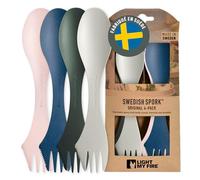 Light My Fire Couvert Camping - Set Couverts Voyage 4 Sporks - Couverts Camping 3 en 1 - Cuillère Fourchette Couteau Camping - Couvert Plastique Reutilisable 100% sans BPA (4-pack Meadow)