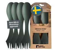 Light My Fire Couverts - Sporks Voyage 4 - Cuillère Fourchette Couteau Camping - Couvert Plastique Reutilisable 100% sans BPA (4-pack SageGreen)Camping