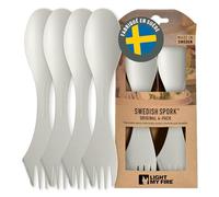 Light My Fire couvrir - Set Voyage 4 Sporks - Couverts 3 en 1 - Cuillère Fourchette Couteau - Couvert Plastique Reutilisable 100% sans BPA (4-pack Cream) - Camping