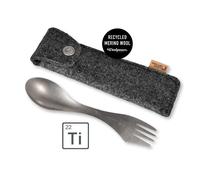 Light My Fire Couvert Camping - Spork Titanium + Etui Couverts - Couverts Camping 3 en 1 - Cuillère Fourchette Couteau Camping - Set Couverts Voyage - Couvert Lunch Box Bivouac Picnic Randonnée