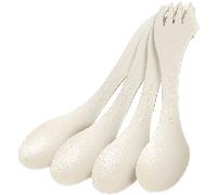 Light My Fire Couvert Camping - Set Couverts Voyage 4 Sporks - Couverts Camping 3 en 1 - Cuillère Fourchette Couteau Camping - Couvert Plastique Reutilisable 100% sans BPA (4-pack Cream)