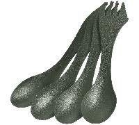 Light My Fire Couvert Camping - Set Couverts Voyage 4 Sporks - Couverts Camping 3 en 1 - Cuillère Fourchette Couteau Camping - Couvert Plastique Reutilisable 100% sans BPA (4-pack SageGreen)