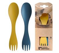 Light My Fire Spork Original - Fourchette Cuillère de Camping pour Enfants - Couvert de Camping 2-en-1 - Fourchette-Cuillère Réutilisable - Couvert Multifonction sans BPA - Lot de 2, Yellow/Blue