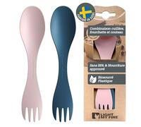 Light My Fire Spork Original - Fourchette Cuillère de Camping pour Enfants - Couvert de Camping 2-en-1 - Fourchette-Cuillère Réutilisable (2pack Little HazyBlue/DustyPink)