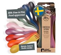 Light my Fire Spork Original Lot de 10 couverts de camping 3 en 1 avec couteau, fourchette, cuillère, cadeaux de survie pour scouts, accessoires de camping, cuillère-fourchette réutilisable