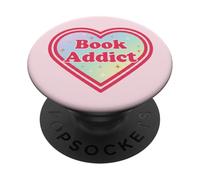 Light Pink Book Addict Cute Bookish Bookworm Reading Heart PopSockets PopGrip Adhésif