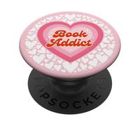 Light Pink Book Addict Cute Bookish Bookworm Reading Heart PopSockets PopGrip Adhésif