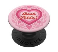 Light Pink Book Addict Cute Bookish Bookworm Reading Heart PopSockets PopGrip Adhésif