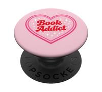 Light Pink Book Addict Cute Bookish Bookworm Reading Heart PopSockets PopGrip Adhésif