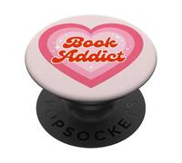 Light Pink Book Addict Cute Bookish Bookworm Reading Heart PopSockets PopGrip Adhésif