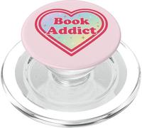 Light Pink Book Addict Cute Bookish Bookworm Reading Heart PopSockets PopGrip pour MagSafe