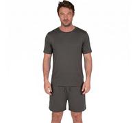 Light & Shade Ensemble Loungewear Homme Coton - Pyjama avec T Shirt et Short, Vêtement Nuit Léger Respirant avec Cordon, Tenue Maison Été (Charbon, XXL)