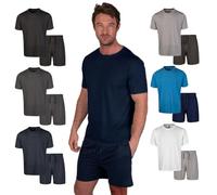 Light & Shade Ensemble Loungewear Homme Coton - Pyjama avec T Shirt et Short, Vêtement Nuit Léger Respirant avec Cordon, Tenue Maison Été (Bleu Marine, XL)