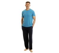 Light & Shade Ensemble Loungewear Homme Coton - Pyjama avec T Shirt et Short, Vêtement Nuit Léger Respirant avec Cordon, Tenue Maison Été Short et Pantalon
