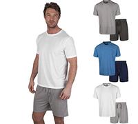 Light & Shade Ensemble Loungewear Homme Coton - Pyjama avec T Shirt et Short, Vêtement Nuit Léger Respirant avec Cordon, Tenue Maison Été (Blanc, S)