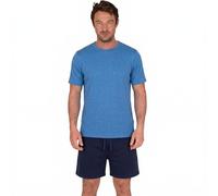 Light & Shade Ensemble Loungewear Homme Coton - Pyjama avec T Shirt et Short, Vêtement Nuit Léger Respirant avec Cordon, Tenue Maison Été (Bleu, XXL)