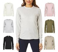 Light & Shade Haut à col Rond pour Femme Pull en Tricot Super Doux, Gris Clair, M