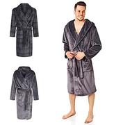 Light & Shade Portfolio Hommes corail superdoux polaire à capuche peignoir de bain, Gris, S/M