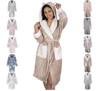 Light & Shade Pretty Woman PWD2158 Peignoir à capuche ultra-doux pour dames avec motif de renard fantaisie, Marron, L/XL