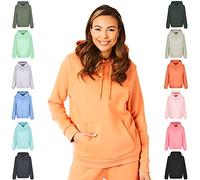 Light & Shade Sweat à Capuche Femme Fleece - Hoodie Pullover avec Poche et Cordon, Sweatshirt Confortable pour Gym Sport Loungewear et Usage Quotidien (Orange, XS)