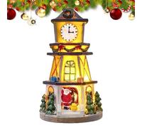 Light Up Christmas Village, Decorative Clock Tower, 4.53x2.56 Inches Illuminated Holiday Ornament, Festive Home Accent, Ideal for Event Planners, Window Seasonal Decorators, Interior Designers