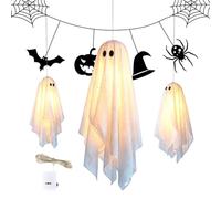 Light Up Ghost Decorations - 3 Piece Halloween LED Decor for Indoor Outdoor