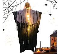 Light Up Ghost Decorations | 33.46 Inch Spooky Flying Nun Skeleton | Led Nun Skeleton Decoration For Front Door Wall Tree Window Haunted House | Garden Porch Patio