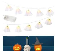 Light Up Ghost, éclairage Garland, une batterie de lampe à cordes à LED de 6,5 pieds fonctionnant pour cheminée d'Halloween, un porche, un manteau, maison hantée, cuisine intérieure et une