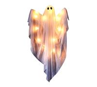 Light Up Ghost - Figurine lumineuse de 30 cm - Sculpture LED effrayante - Statue sonore effrayante - Accessoire de vacances décoratif - Halloween - Pour porte de fenêtre à la maison en intérieur