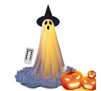 Light Up Ghost Halloween Decorations, Spooky Hanging Ghost with Remote-Controlled LED String Lights, Creepy Holiday Decor for Outdoor Lawn, Garden, Porch, Yard, Escape Room, Haunted House, Party Use