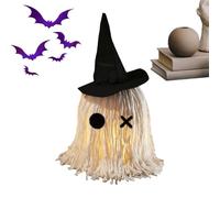 Light Up Ghost, Halloween Decorations, Tabletop Haunted Ghost Prop, Mop Ghost with Witch Hat, Lighted Cloth Decoration for Mantels Porches Lawns Gardens Escape Room, 40 x 18 cm, 580 g