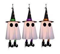 Light Up Ghost, Hangable Halloween Decorations, 7.87x7.87x0.79 inches 3 Pieces Outdoor Garden Decor for Holiday Lovers, Living Room, Bedroom, Backyard, Fall Festival, Hotel